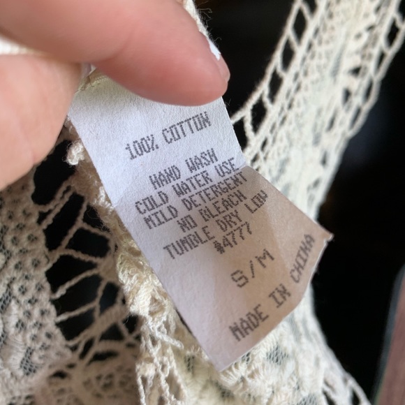 3/$25 Triple Cherry Cream Crocheted Lace Tank Top - Picture 7 of 7